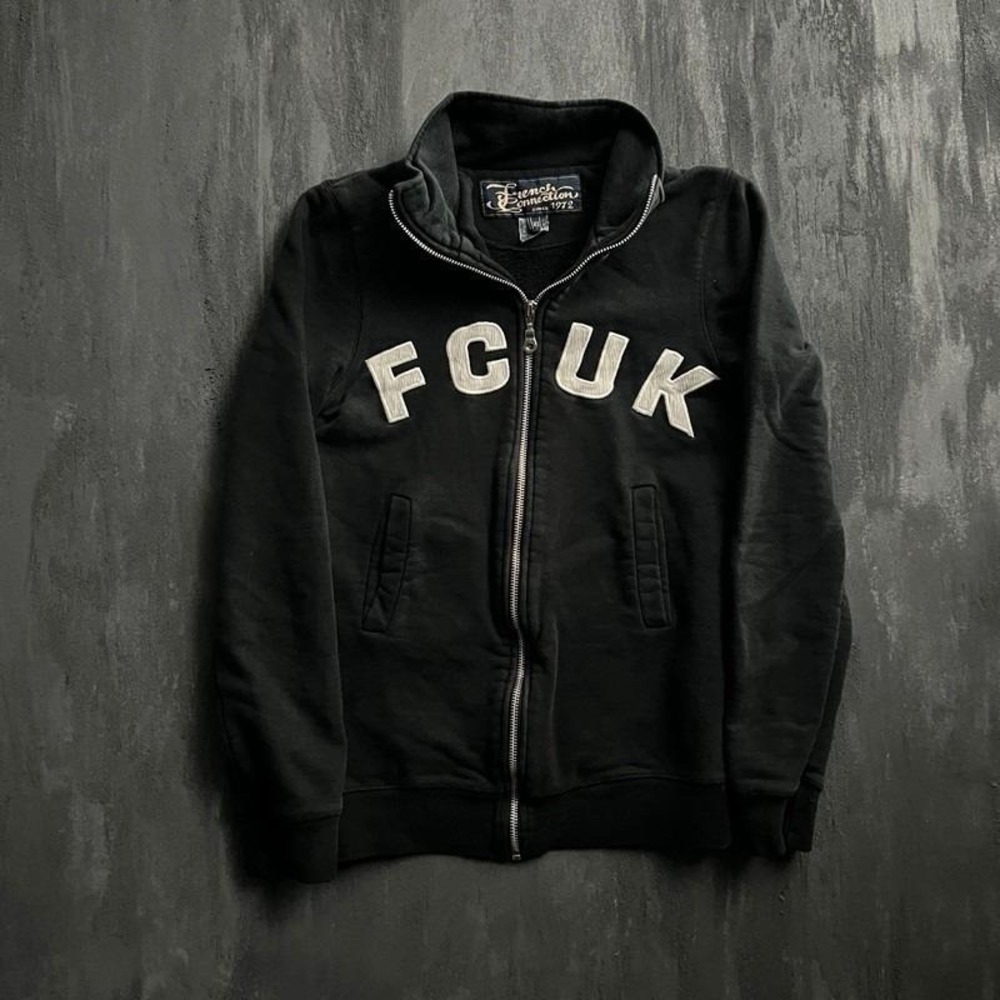 Vintage French Connection FCUK Sweater XS Black Zip Up 2000s Y2K
